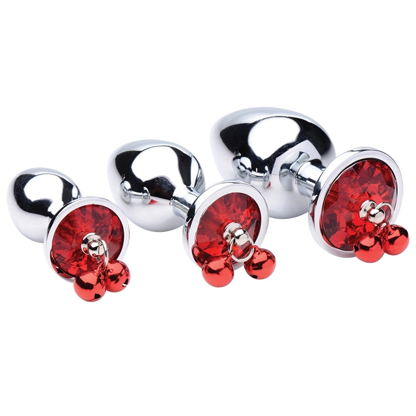 Booty Sparks Red Gem With Bells Anal Plug Set